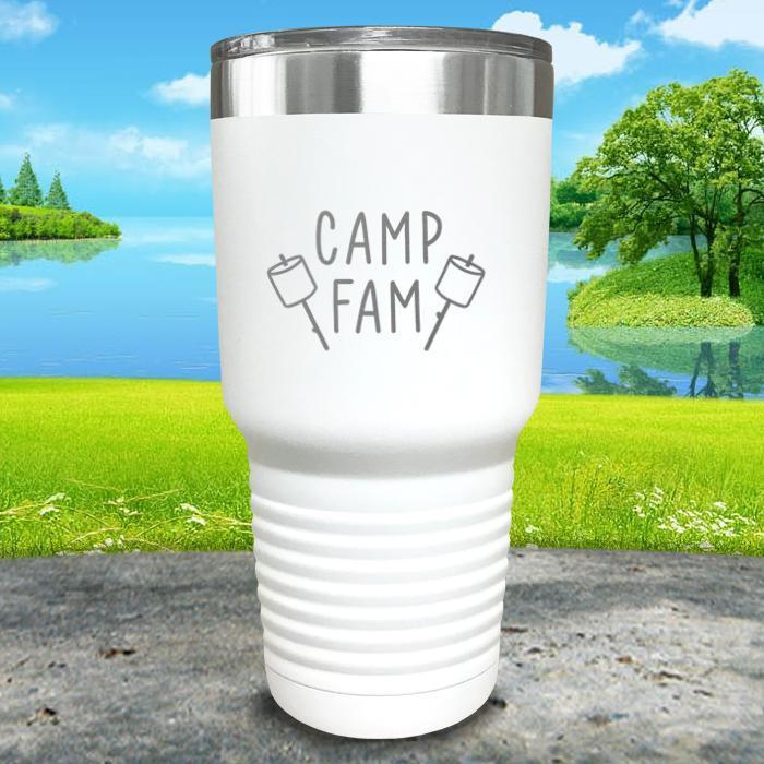 Camp Fam Engraved Tumbler Tumbler Nocturnal Coatings 30oz Tumbler White 