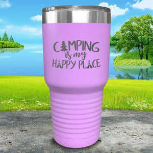 Camping Is My Happy Place Engraved Tumbler Tumbler ZLAZER 30oz Tumbler Lavender 