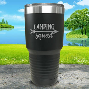 Camping Squad Engraved Tumbler Tumbler Nocturnal Coatings 30oz Tumbler Black 