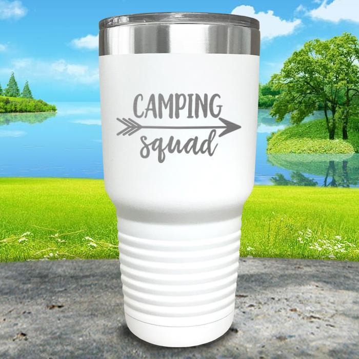 Camping Squad Engraved Tumbler Tumbler Nocturnal Coatings 30oz Tumbler White 