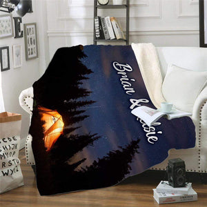 Camping Personalized Sherpa Blanket Blankets Lemons Are Blue 