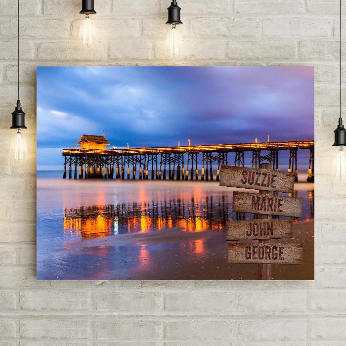 Beach Boardwalk Ocean Pier Personalized Premium Canvas