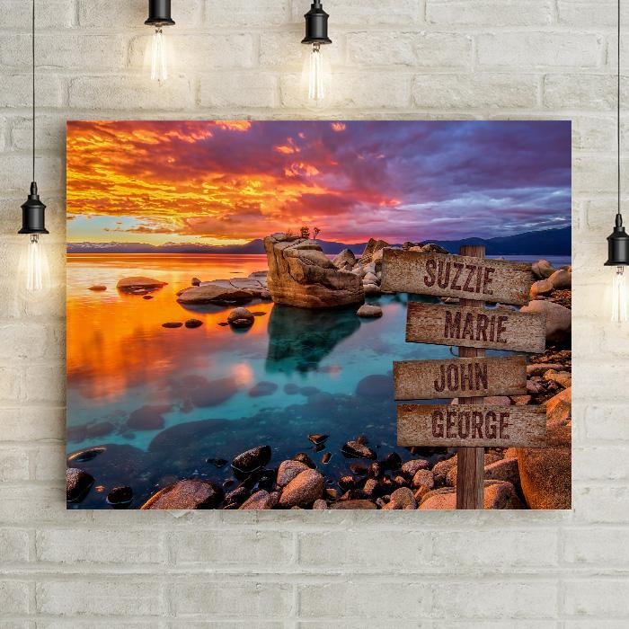 Rocky Sunset Shore Personalized Premium Canvas