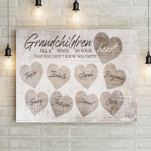 Grandchildren Fill Your Heart Wood Personalized Premium Canvas