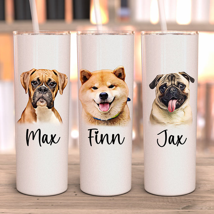 Pet Portrait - Cartoon Art Custom Skinny Tumbler