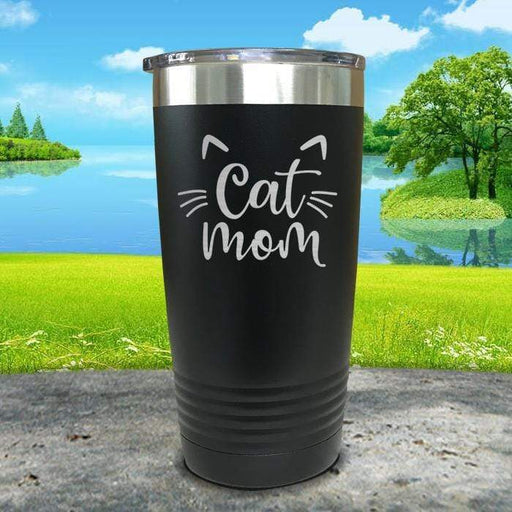 Cat Mom Engraved Tumbler Tumbler ZLAZER 20oz Tumbler Black 