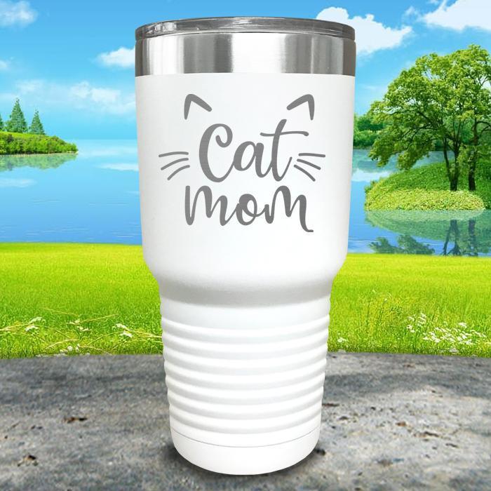 Cat Mom Engraved Tumbler Tumbler ZLAZER 30oz Tumbler White 