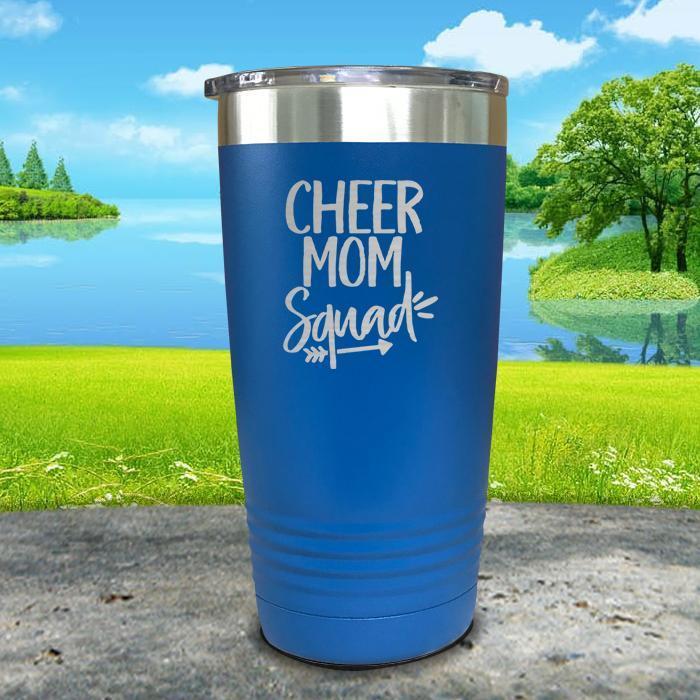 Cheer Mom Squad Engraved Tumbler Tumbler ZLAZER 20oz Tumbler Blue 