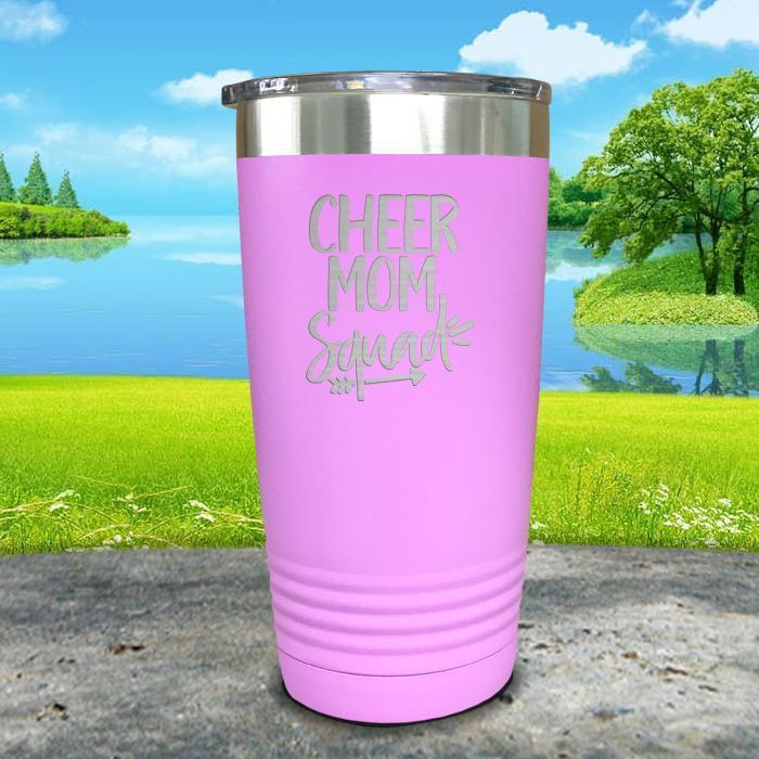 Cheer Mom Squad Engraved Tumbler Tumbler ZLAZER 20oz Tumbler Lavender 