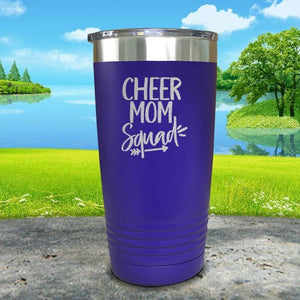 Cheer Mom Squad Engraved Tumbler Tumbler ZLAZER 20oz Tumbler Royal Purple 