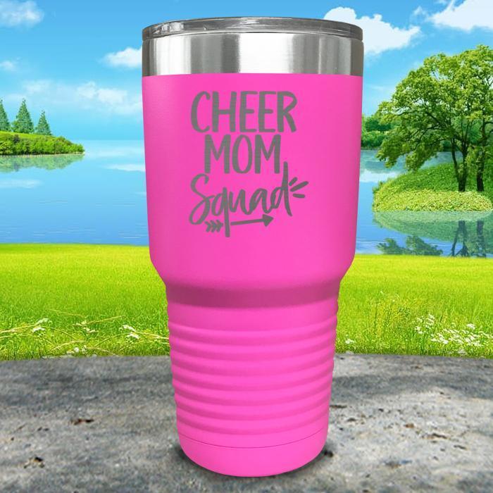 Cheer Mom Squad Engraved Tumbler Tumbler ZLAZER 30oz Tumbler Pink 