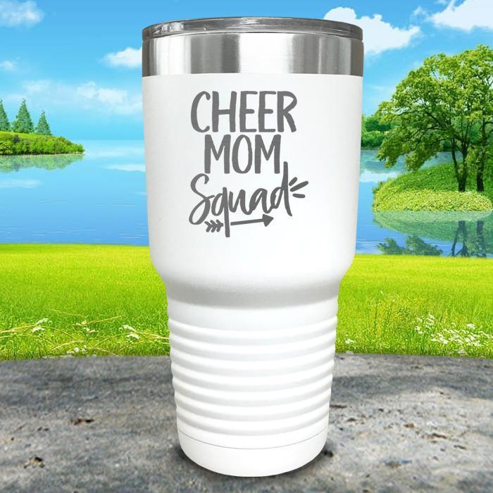 Cheer Mom Squad Engraved Tumbler Tumbler ZLAZER 30oz Tumbler White 