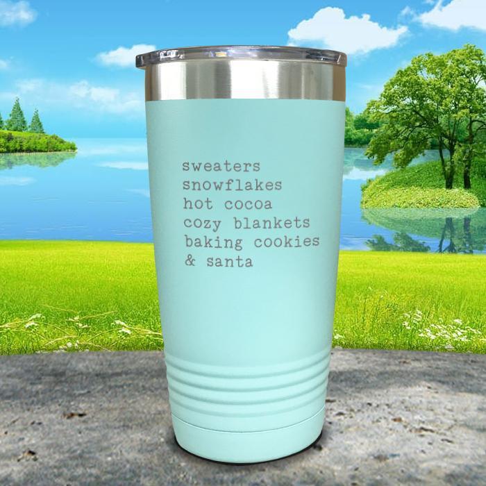 Christmas Words 5 Engraved Tumbler Tumbler ZLAZER 20oz Tumbler Mint 