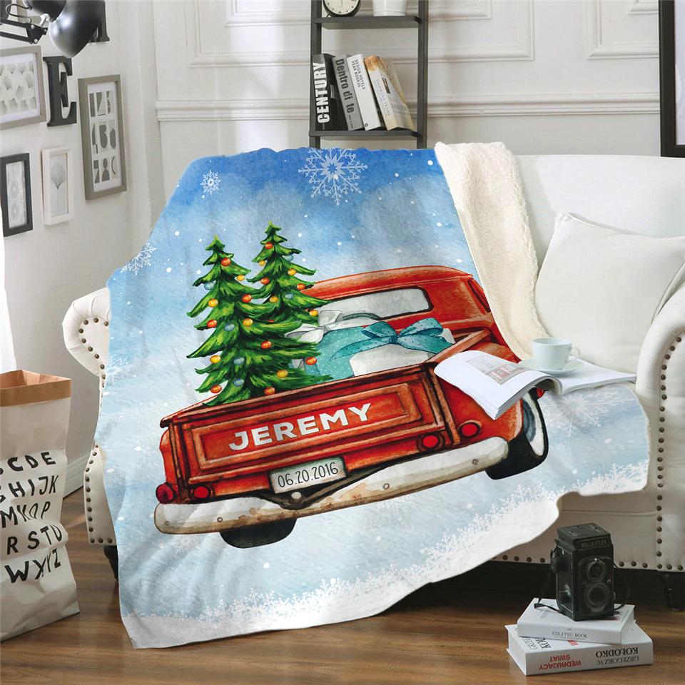 Christmas Truck Personalized Blankets