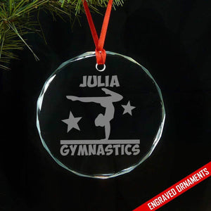 Gymnastics CUSTOM Engraved Glass Ornament Ornament ZLAZER Circle Ornament 
