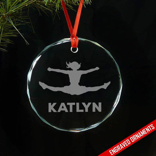 Cheerleader CUSTOM Engraved Glass Ornament Ornament ZLAZER Circle Ornament 