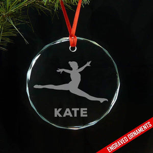 Gymnast CUSTOM Engraved Glass Ornament Ornament ZLAZER Circle Ornament 