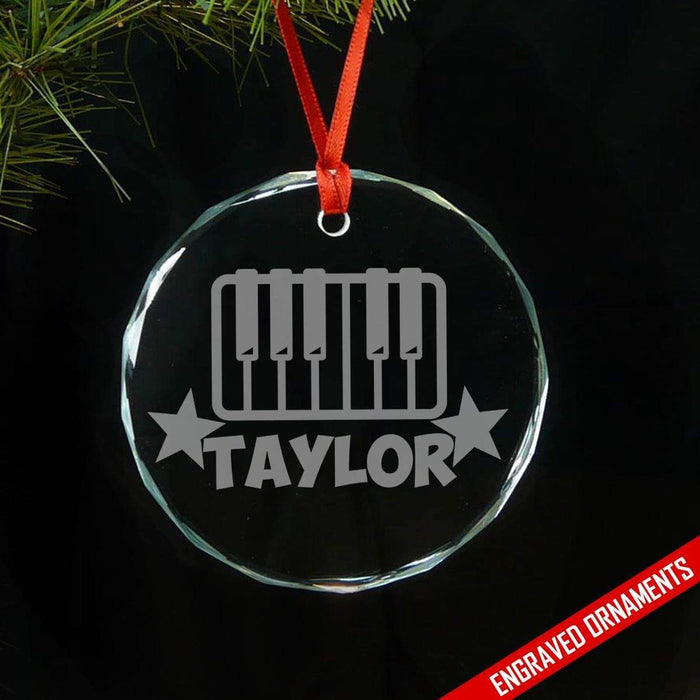 Piano CUSTOM Engraved Glass Ornament Ornament ZLAZER Circle Ornament 