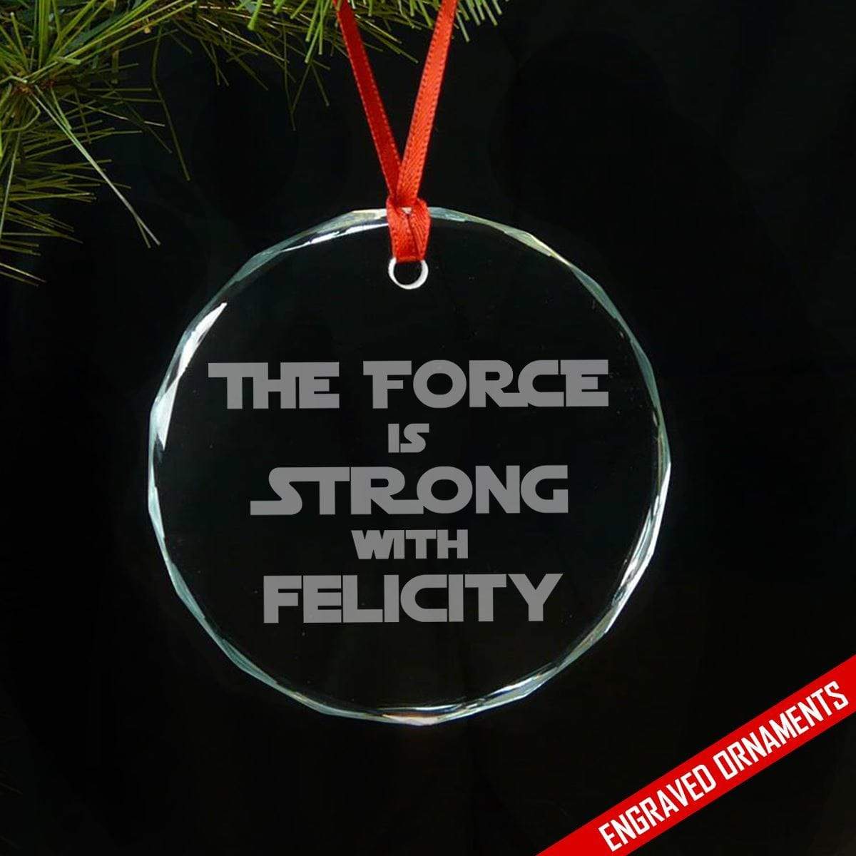 May The Force CUSTOM Engraved Glass Ornament Ornament ZLAZER Circle Ornament 