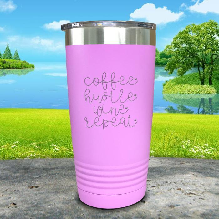 Coffee Hustle Wine Repeat Engraved Tumbler Tumbler ZLAZER 20oz Tumbler Lavender 