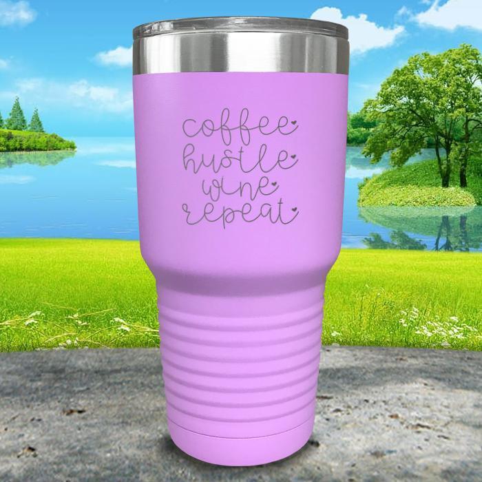 Coffee Hustle Wine Repeat Engraved Tumbler Tumbler ZLAZER 30oz Tumbler Lavender 