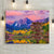 Colorado Maroon Bells Mountain Landscape Personalized Souvenir Canvas Print Wall Art. Dawn at Maroon Bells With Autumn Aspen Trees and Maroon Lake in the Rocky Mountains near Aspen Colorado. Personalized with a carved wood crossroads navigation with wooden street sign planks. Custom names or text.
