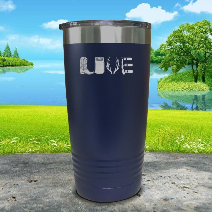 Country Love Engraved Tumbler Tumbler ZLAZER 20oz Tumbler Navy 