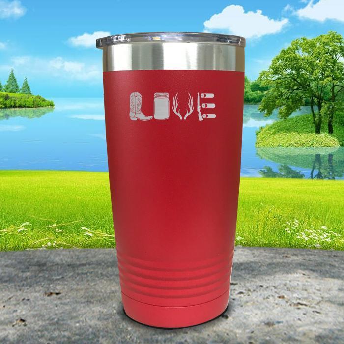 Country Love Engraved Tumbler Tumbler ZLAZER 20oz Tumbler Red 