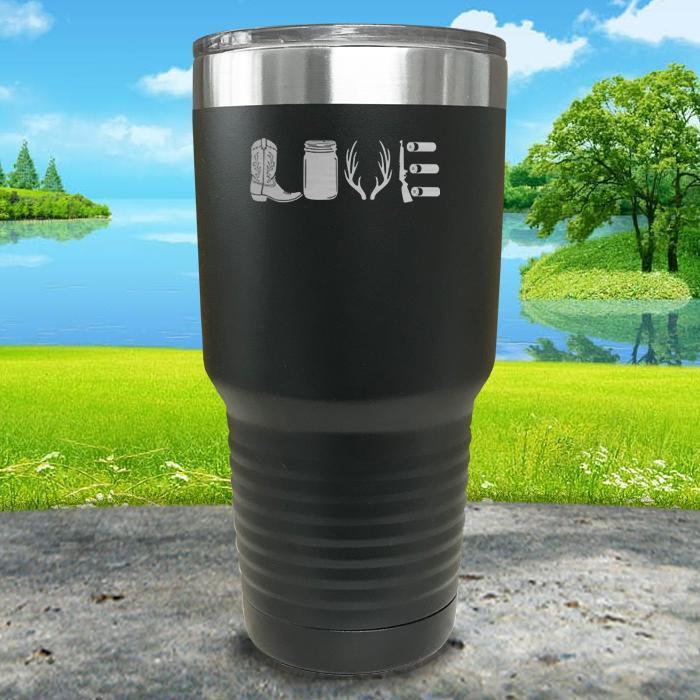 Country Love Engraved Tumbler Tumbler ZLAZER 30oz Tumbler Black 