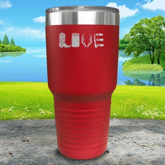 Country Love Engraved Tumbler Tumbler ZLAZER 30oz Tumbler Red 