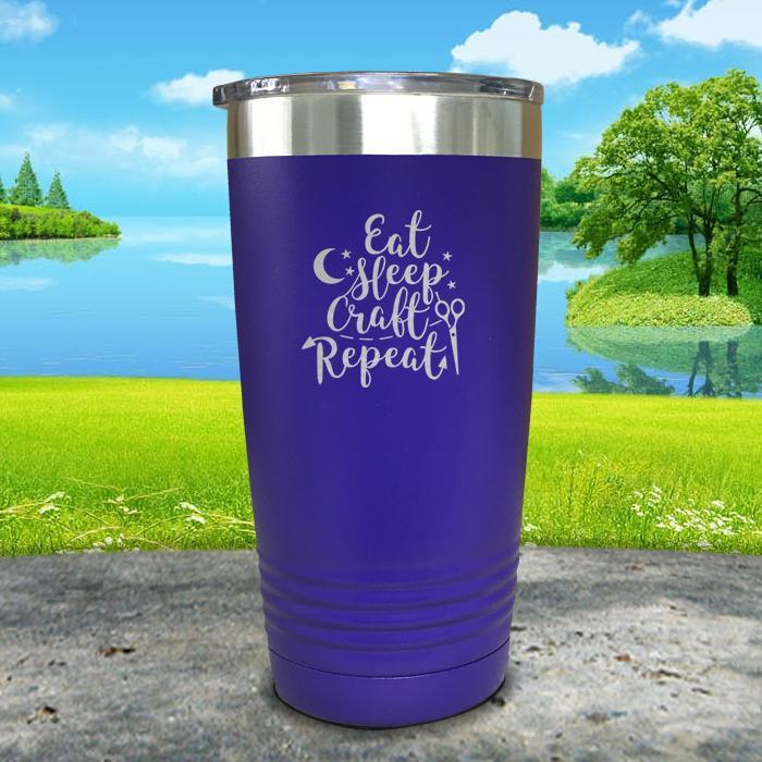 Eat Sleep Craft Repeat Engraved Tumbler Tumbler ZLAZER 20oz Tumbler Royal Purple 