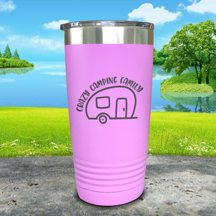 Crazy Camping Family Engraved Tumbler Tumbler Nocturnal Coatings 20oz Tumbler Lavender 