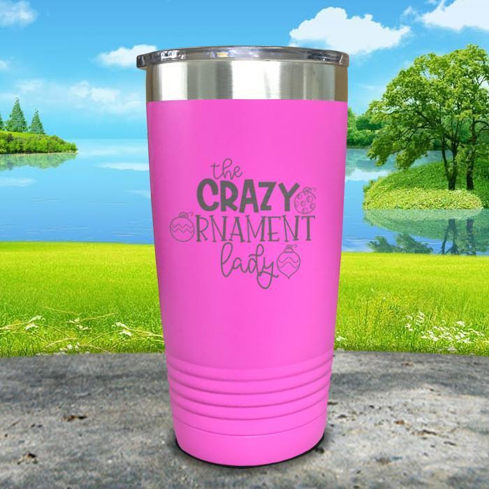 Crazy Ornament Lady Engraved Tumbler Tumbler ZLAZER 20oz Tumbler Pink 