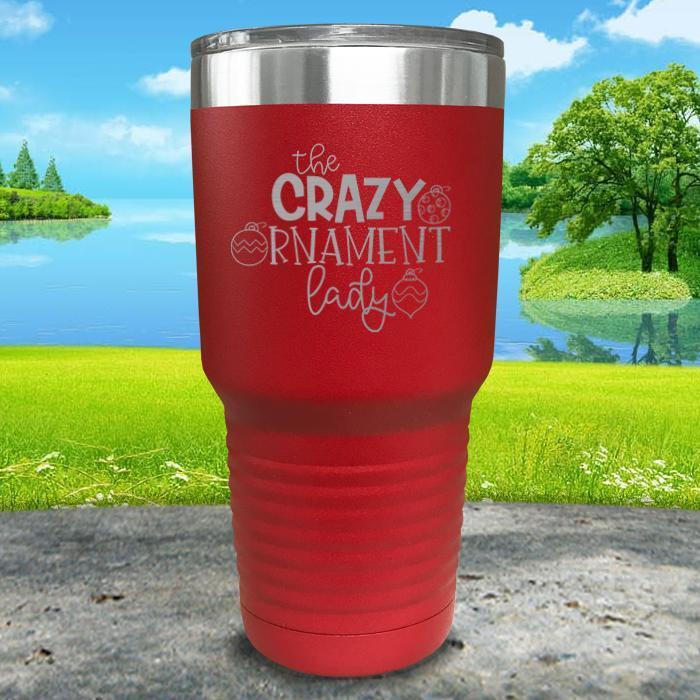 Crazy Ornament Lady Engraved Tumbler Tumbler ZLAZER 30oz Tumbler Red 