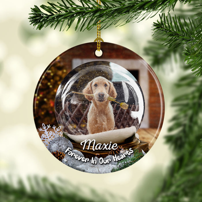 Custom Photo Pet Memorial Snow Globe Ceramic Ornament