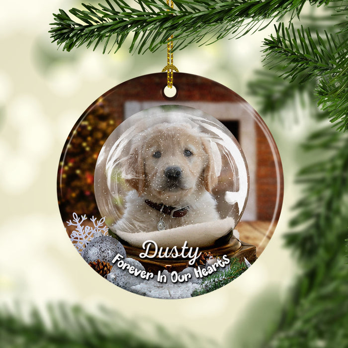 Custom Photo Pet Memorial Snow Globe Ceramic Ornament