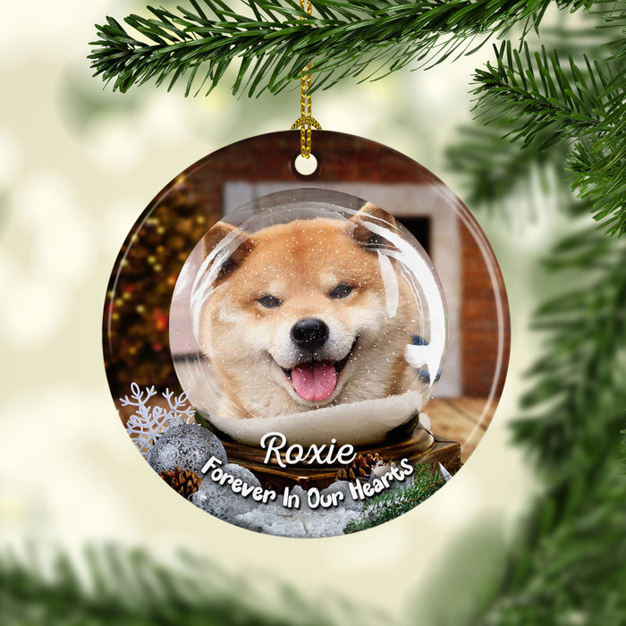 Custom Photo Pet Memorial Snow Globe Ceramic Ornament