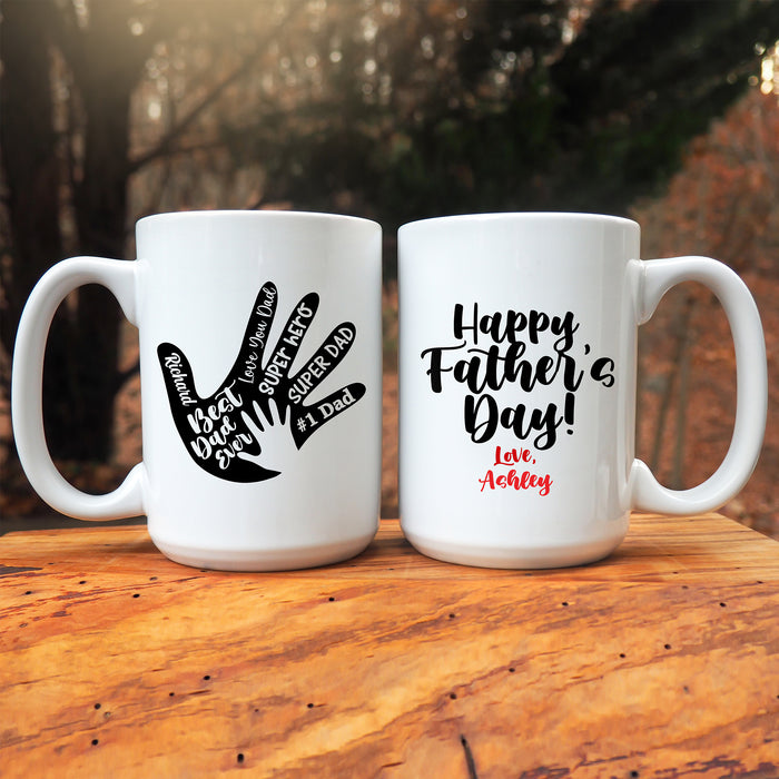 Dad Hand Personalized Double Sided Mug