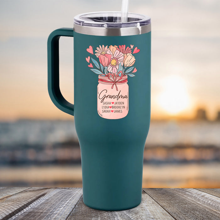 Grandma Vase Personalized With Kids Name Water Bottle Tumblers