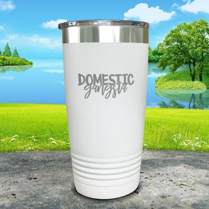 Domestic Gangsta Engraved Tumbler Tumbler ZLAZER 20oz Tumbler White 