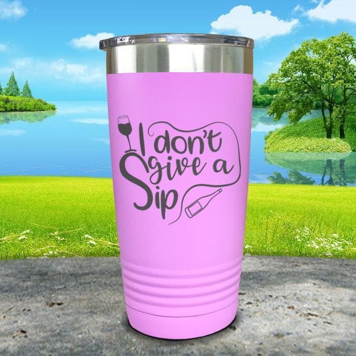 I Don't Give a Sip Engraved Tumbler Tumbler ZLAZER 20oz Tumbler Lavender 