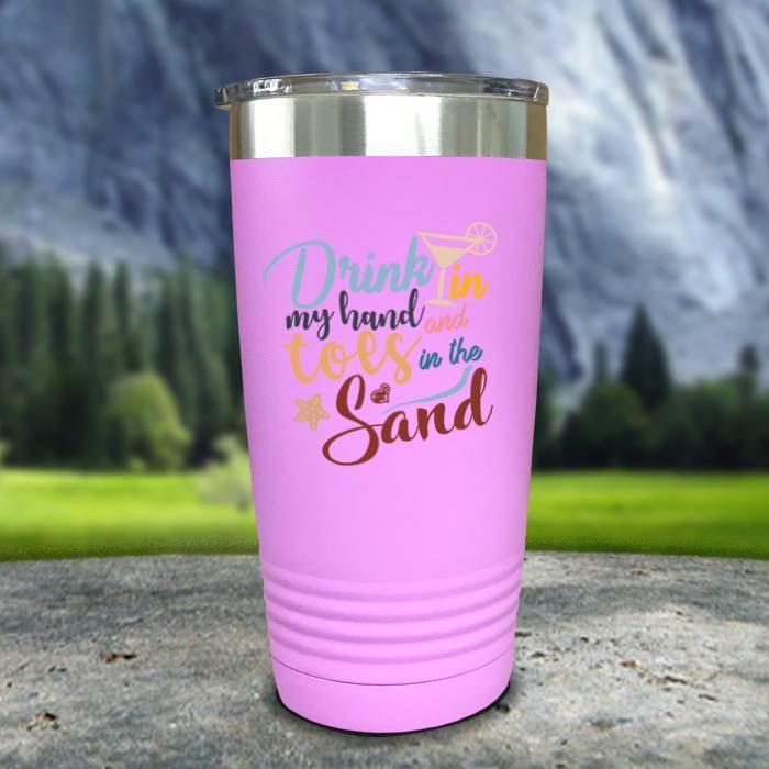 Drink In my Hand and Toes In The Sand Color Printed Tumblers Tumbler Nocturnal Coatings 20oz Tumbler Lavender 