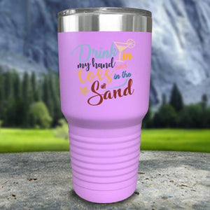 Drink In my Hand and Toes In The Sand Color Printed Tumblers Tumbler Nocturnal Coatings 30oz Tumbler Lavender 