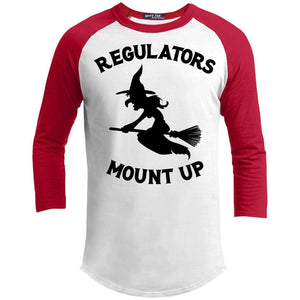 Regulators Mount up Raglan T-Shirts CustomCat White/Red X-Small 