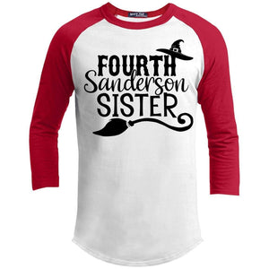 4th Sanderson Sister Raglan T-Shirts CustomCat White/Red X-Small 