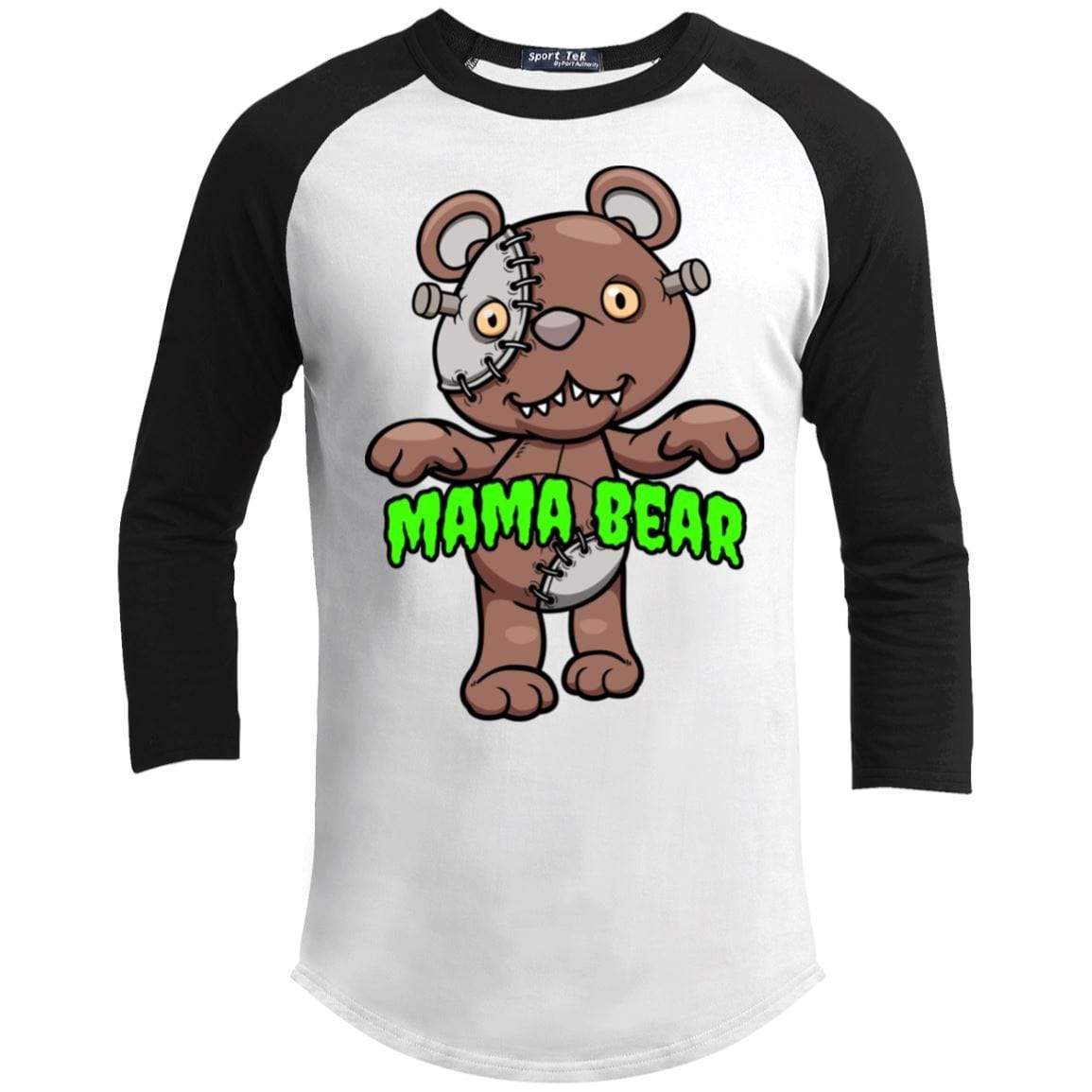 Mama Bear Halloween Raglan T-Shirts CustomCat White/Black X-Small 