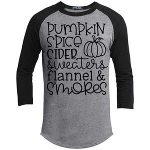 Pumpkin Spice Cider Sweaters Raglan T-Shirts CustomCat Heather Grey/Black X-Small 
