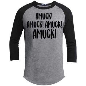 Amuck Amuck Amuck Raglan T-Shirts CustomCat Heather Grey/Black X-Small 
