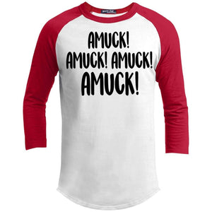 Amuck Amuck Amuck Raglan T-Shirts CustomCat White/Red X-Small 