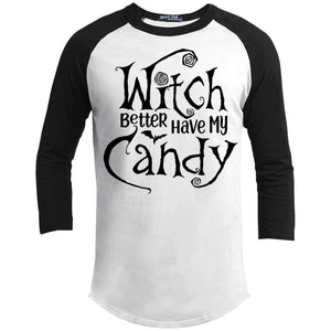 Witch Candy Raglan T-Shirts CustomCat White/Black X-Small 